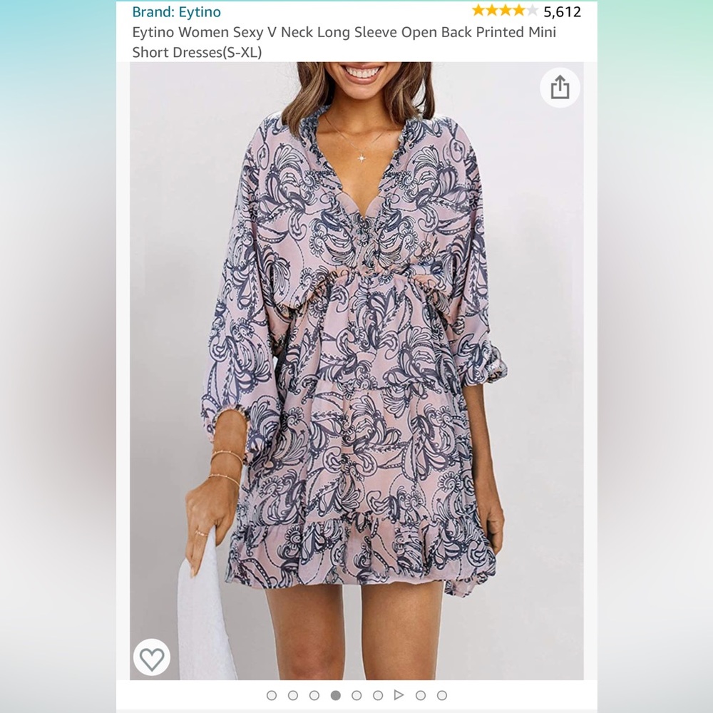 Eytino Women V Neck Long Sleeve Open Back Printed
Short Dresse